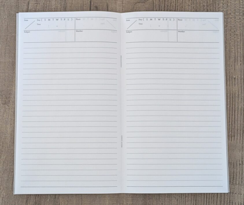 ダイソーの「Planning A5スリム ノート」見開きページ