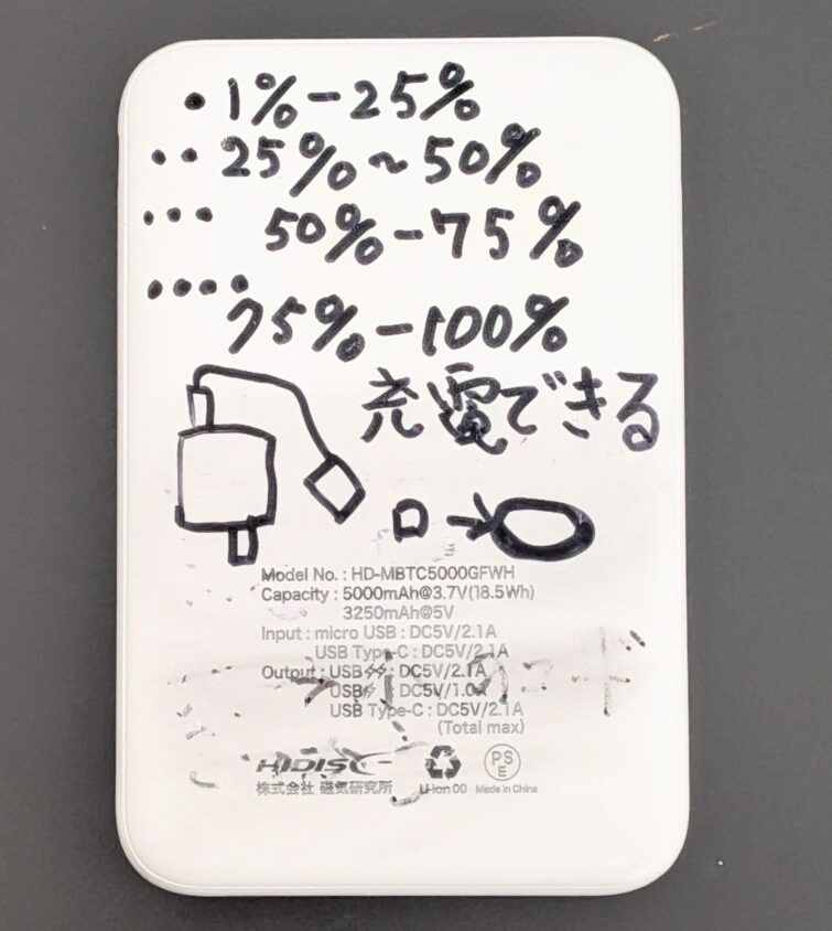 裏面には、親が自分で大きな文字で手順を記載